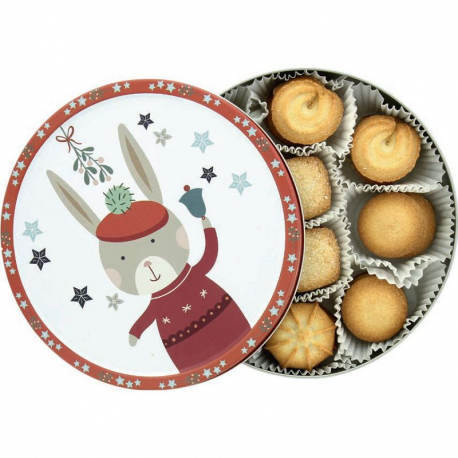 Boîte en métal décorée Winter Woodland garnie de biscuits danois - 150g