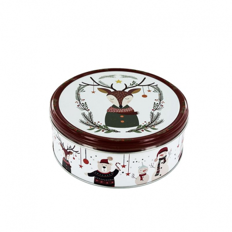 Boîte en métal décorée Winter Woodland garnie de biscuits danois - 150g