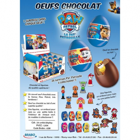 Oeufs chocolat licence Paw Patrol - boîte de 24