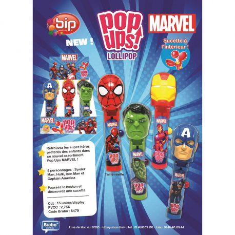 Pop ups lollypop Marvel - boîte de 12