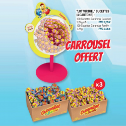 Lot 400 sucettes Carambar Caramel + Carroussel Offert
