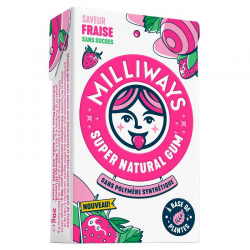 Milliways Gum fraise SANS SUCRES - 10 dragées - boîte de 12