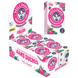 Milliways Gum fraise SANS SUCRES - 10 dragées - boîte de 12