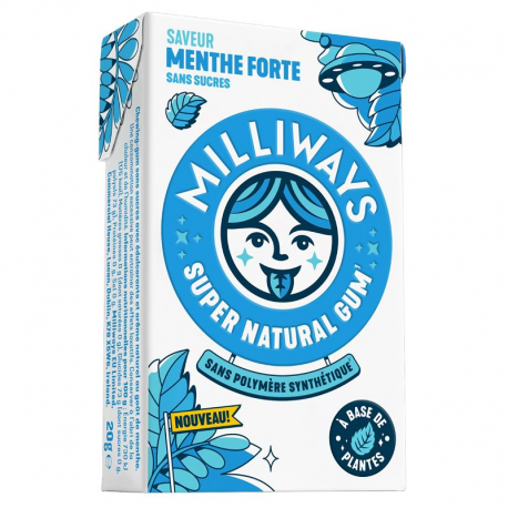 Milliways Gum menthe forte SANS SUCRES - 10 dragées - boîte de 12