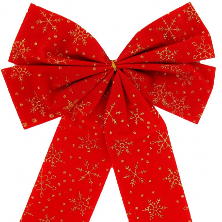 Noeud déco rouge et paillettes 32x23cm - pièce