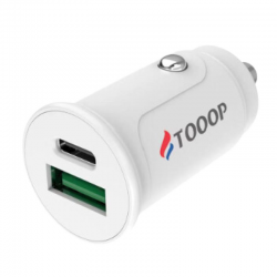 Chargeur voiture 30W USB + Type C charge rapide TOOOP