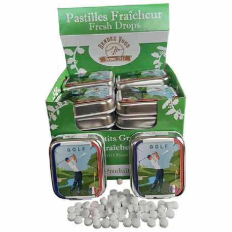 Pastilles menthe forte SANS SUCRE décor golf - 24 boîtes