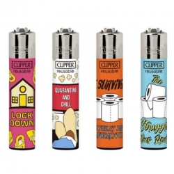 Briquets Clipper décors Quarantine Moods - le lot de 48