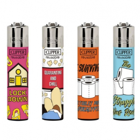 Briquets Clipper décors Quarantine Moods - le lot de 48