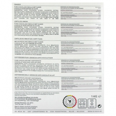 Grains de café en chocolat noir dorés - boîte de 1kg