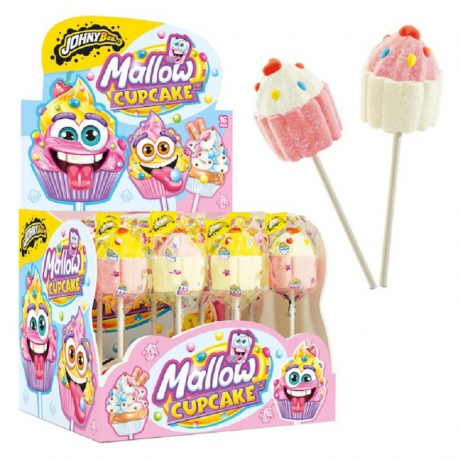 Sucettes Mallow Cupcake Johny Bee - boîte de 16