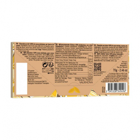Chocolat Jivara 40% Valrhona - tablette de 70g