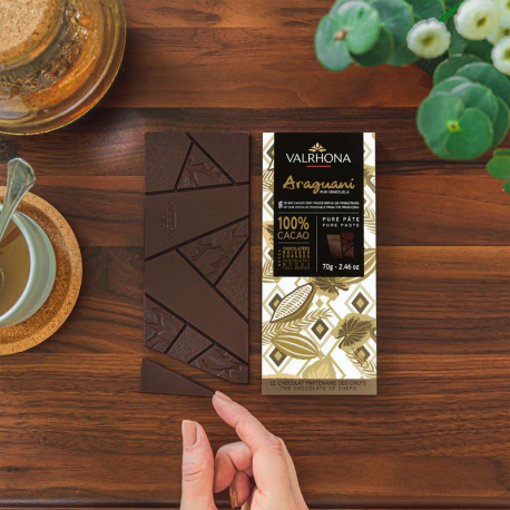 Chocolat Pure Origine Araguani 100% SANS SUCRES Valrhona - tablette de 70g
