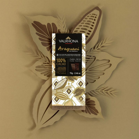 Chocolat Pure Origine Araguani 100% SANS SUCRES Valrhona - tablette de 70g
