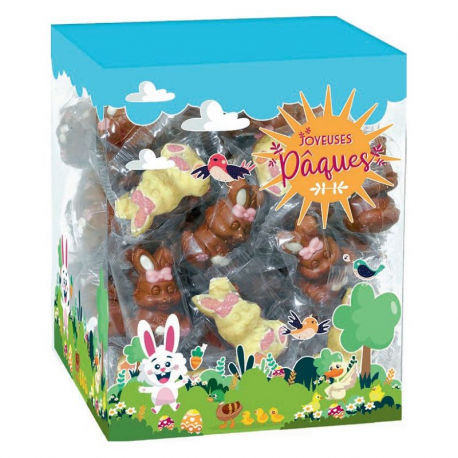 Lapinous décorés en chocolat assorti s/cello 10g - tubo de 42