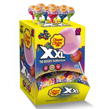 Sucettes XXL Chupa Chups fourrées bubble gum - Nouvelle box de 60