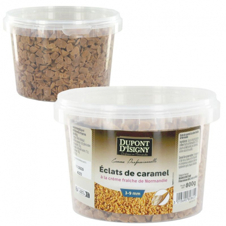 Gros éclats de caramel crème 3/9 mm professionnel Dupont d'Isigny - Pot de 800g
