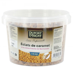 Gros éclats de caramel crème 3/9 mm professionnel Dupont d'Isigny - Pot de 800g