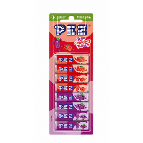 Pez blister de 8 recharges raisin fraise - le lot de 12