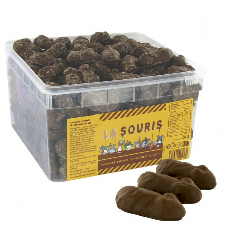 Souris caramels enrobées chocolat au lait - boîte de 2kg