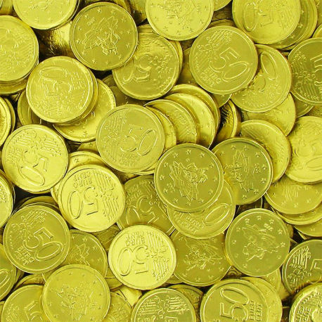 Piéces euro or s/alu chocolat au lait 3g - 500g