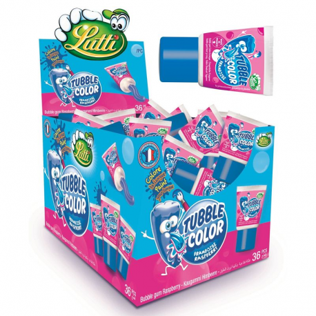 Tubble gum Framboise (colorent la langue) Lutti - boîte de 36