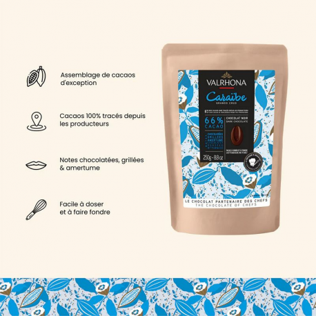 Fèves de chocolat Caraïbe 66% Valrhona - 250g