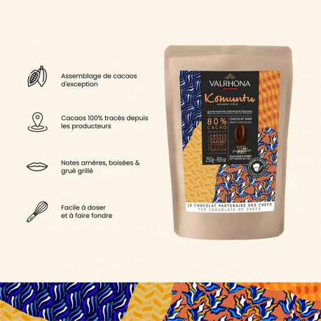 Fèves de chocolat Komuntu 80% Valrhona - 250g