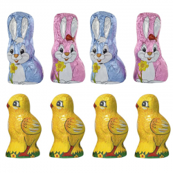 Poussins et lapins en chocolat s/alu à cacher - 360g