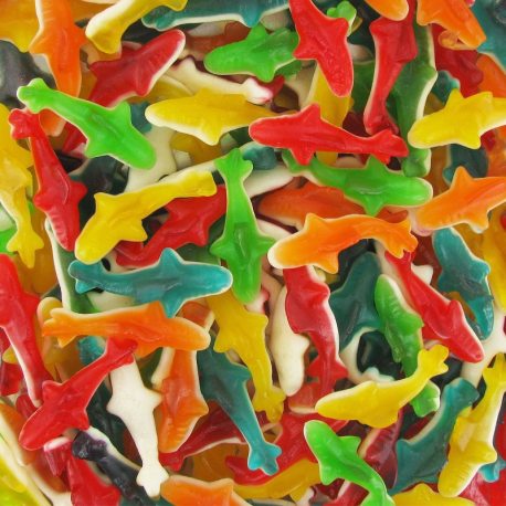 Requins gélifiés lisses colorés - 1kg