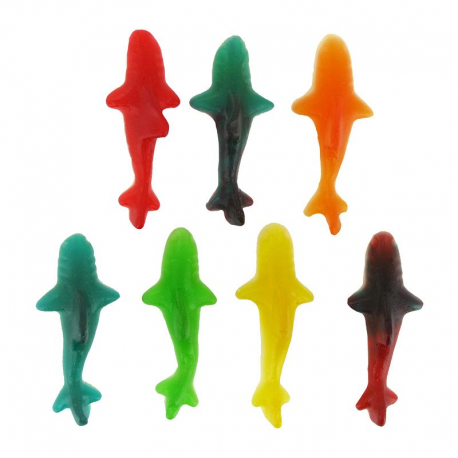 Requins gélifiés lisses colorés - 1kg