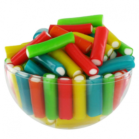 Mini cables fruits lisses couleurs assorties fourrés - 1kg