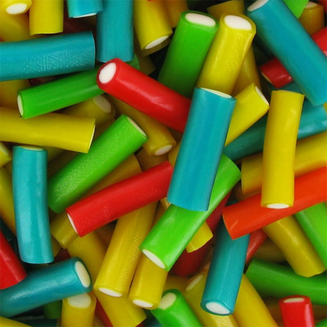 Mini cables fruits lisses couleurs assorties fourrés - 1kg