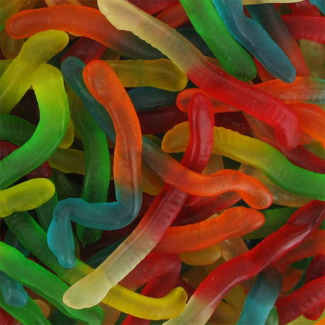 Vers gélifiés lisses colorés - 1kg