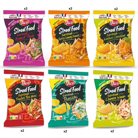 Assortiment chips Street Food Vico 120g - 12 paquets