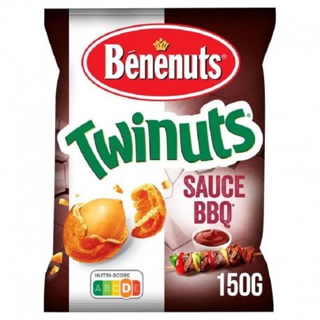 Twinuts cacahuètes enrobées goût BBQ 150g Bénenuts - carton de 20