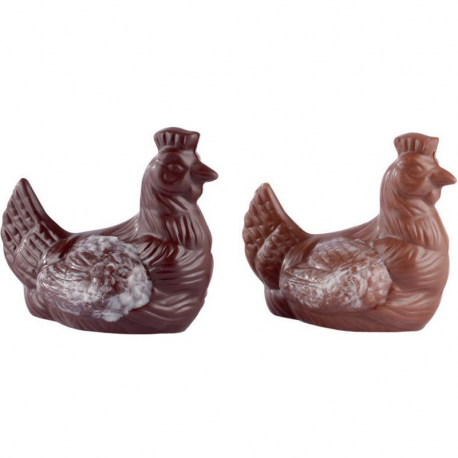 Assortiment Poulettes Lait et Noir (fermées) 50g - 7.5 cm - boîte de 15