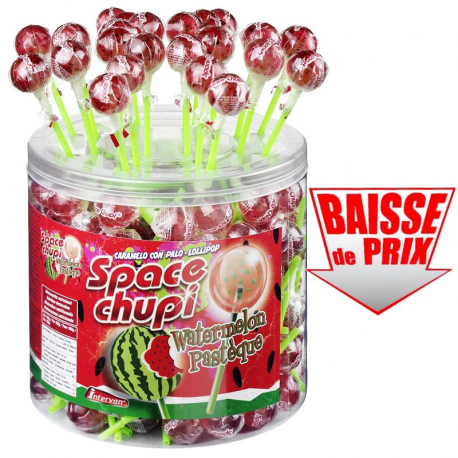 Sucettes Space chupi pastèque - tubo de 150