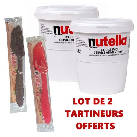 Lot de 2 pots de 3kg de Nutella + 2 Tartineurs Nutella OFFERTS