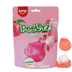 Peelerz Pêche bonbons à peler 120g - carton de 12 sachets