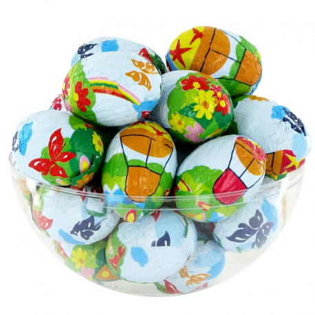 Oeufs chocolat au lait fourrés crème noisettes et céréales - 800g