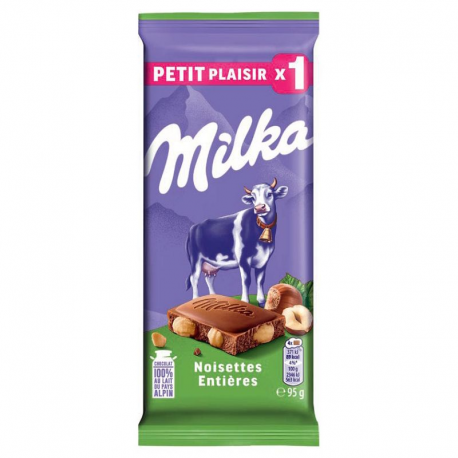 Chocolat lait et noisettes Milka 95g - lot de 17 tablettes