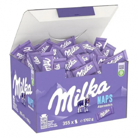 Napolitains Milka en chocolat au lait 4,6g - boîte de 355