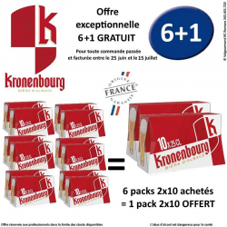 Lot Kronenbourg pack de 2x10x25cl VP - 6 +1 offert