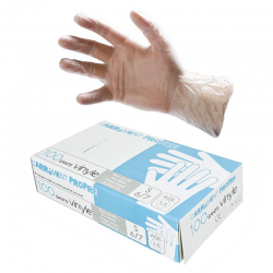 Gants vinyle poudrés blanc taille S en carton de 100
