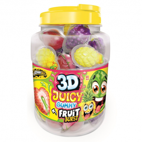 Juicy gummy fruits 3D Johny Bee - tubo de 60