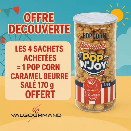 LOT 4 sachets de Pop Corns + 1 Pop Corn caramel beurre salé 170g OFFERT