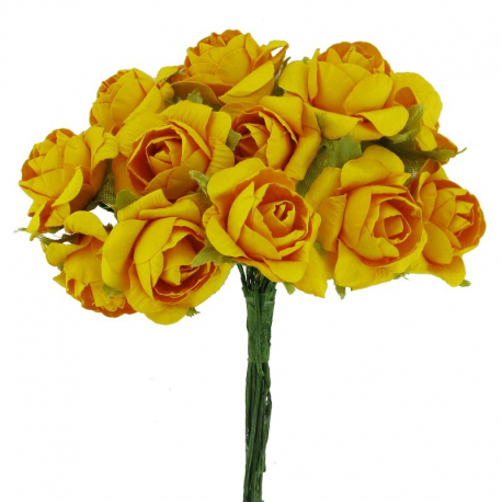 Roses sur tige JAUNE - le bouquet de 12