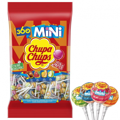 Sucettes mini assorties Chupa Chups - 360 pièces