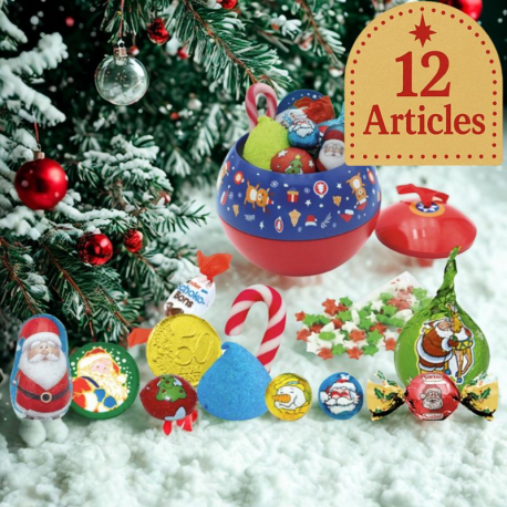 Boule métal Noël garni de 12 confiseries